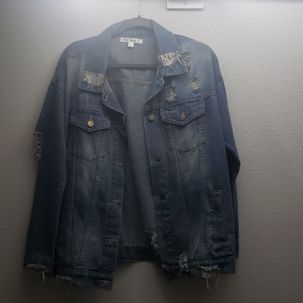 Say What? Ripped Jean Jacket